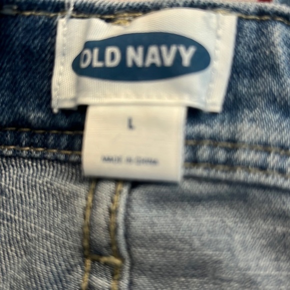 Old Navy Distressed Jeans Overalls Size Large - Picture 7 of 8